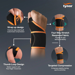Support de poignet de haute qualité avec boucle pour le pouce en néoprène durable, design léger, système de fermeture réglable pour hommes - Product Image 2