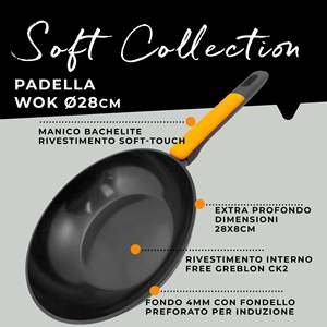 Wok de Aluminio de 28 cm con Tapa de Vidrio, Compatible con Inducción y Gas, Mango de Baquelita - Product Image 2