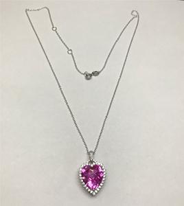 Pendentif cœur classique en argent sterling 925 créé en laboratoire zircon cubique blanc saphir rose CZ luxe chrétien femmes enfants - Product Image 3