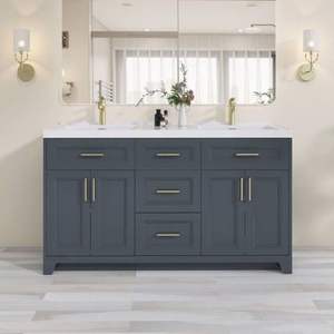 Tocador de baño de madera Estilo moderno Gabinetes de lavabo de baño sin terminar Sin antidumping - Product Image 5