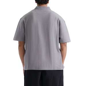 2026 Spring/Autumn Men's Fashion <b>Half</b> Sleeve Casual for <b>Shirt</b> Solid Trendy Breathable Embroidered Knitted Polyester Long - Product Image 3