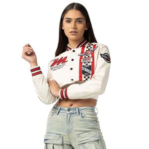 Oem Manufacturer High Quality Chenille Embroidery Men College Custom Baseball Bomber Letterman Crop Leather <b>Woman</b> Varsity <b>Jacket</b> - Product Image 2