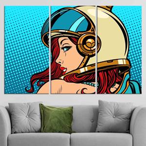 Impresión en Lienzo de Mujer Astronauta Estilo Pop Art: Decoración de Pared Moderna y Vibrante, Juego de 3 Lienzos - Product Image 1