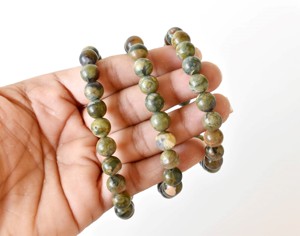 Hot Selling Green Color Ocean Jasper Hand Polished 8mm Round Natural <b>Crystal</b> Beaded Healing <b>Bracelet</b> for Meditation Jewelry - Product Image 1