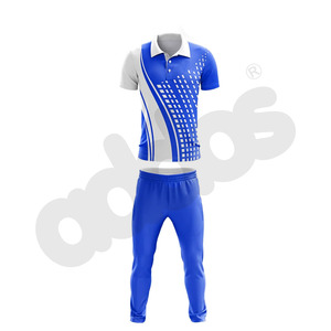 Conjunto de Uniforme Personalizado para Equipo de Cricket, Jersey Deportivo de Poliéster de Secado Rápido y Pantalones con Logotipo Impreso, Kit de Partido Azul y Blanco - Product Image 2