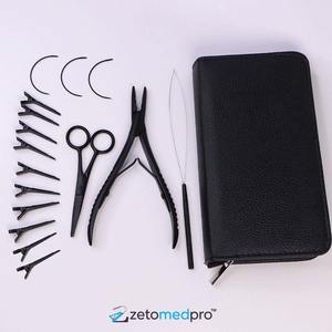 Kit d'outils pour extensions de cheveux noires à usage professionnel personnalisable, pinces en acier inoxydable, perles pour perruques, liens, extensions, kit d'outils exclusif - Product Image 1