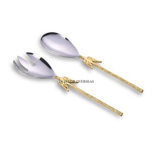 Antique Fancy Designer Unique Texture High Grade Gold Plated Heavy Duty Metal Cake Server And Knife Set Supplies From India - Product Image 4
