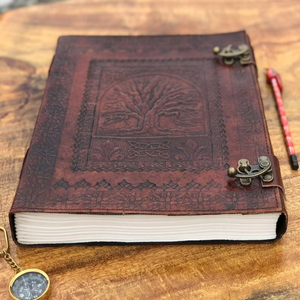 400 pages Extra large Journal en cuir gaufré arbre de vie écriture en cuir journal carnet de croquis Nature amant cadeau 10*13 po - Product Image 1