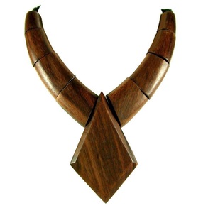 Collier de perles en bois et résine fait à la main Vintage cordon de coton dernier collier en bois pour les femmes cadeau de noël - Product Image 5