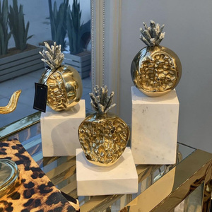 Sculpture d'oiseaux en métal faite à la main, de haute qualité, plaquée or brillant, en aluminium avec base en marbre et ensemble de 3 pièces, décoration d'intérieur - Product Image 3