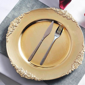 Platos de Metal Redondos para Servir, Platos de Cena de Lujo para Hoteles, Restaurantes, Bodas, Catering, Platos Plateados - Product Image 5