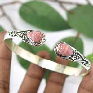 925 Sterling Silver Natural Excellente Qualité Rhodocrosite Gemstone Bracelet Réglable De Designer À La Main Pour Les Femmes Personnalisé - Product Image 3