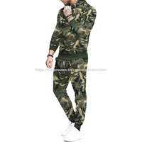 Combinaison de sport 2 pièces pour homme, Logo personnalisé, coupe Slim, camouflage, survêtement en Polyester, pour la course à pied