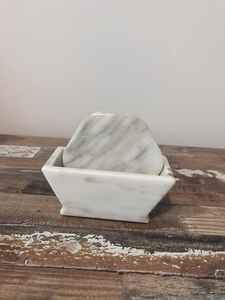 Ensemble de sous-verres en marbre blanc vintage, ensemble de sous-verres en pierre naturelle, décoration classique de table et de café - Product Image 4