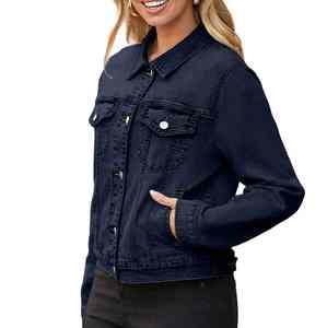 Chaqueta vaquera estilo Street Wear, cómoda y sostenible, precios completos para mujer, lavable con logotipo frontal, chaqueta vaquera para mujer - Product Image 4