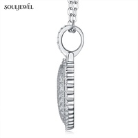 Pendentif Cœur de Luxe Souljewel en Moissanite, Plaqué Rhodium, Argent 925, Sertissage Griffe, Coupe Coussin, Certifié GRA, pour Femme, Fiançailles