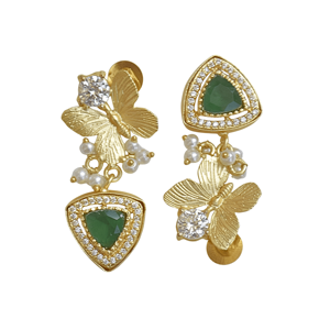 Aros de Latón Chapados en Oro al por Mayor, Pendientes de Piedra Orgánica de Circonio, Textura de Latón Mate, Diseño Boho Chic, Pedido al por Mayor Perfecto - Product Image 6