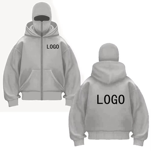 Sweatshirts à capuche Street Statement, sweatshirts à double capuche isolés, sweatshirts à fermeture éclair masqués à la mode, personnalisez le logo que vous souhaitez. - Product Image 4