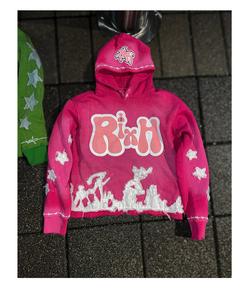 Chándal con cremallera bordado desgastado Pantalones apilados Pantalones de chándal acampanados y conjuntos de Sudadera con capucha chándal acampanado para hombres sudor personalizado - Product Image 2