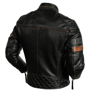 Men's Slim Fit Biker Jacket in <b>Black</b> Leather Moto Style Zipper Pockets Stand Collar <b>Rugged</b> Streetwear Appeal Padded Detailing - Product Image 2