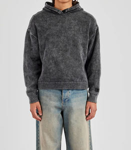 Vente en gros d'usine, sweat-shirt vintage surdimensionné pour homme, lavage à l'acide, streetwear, sweat-shirt à motif de lettres, technique de lavage enzymatique - Product Image 5