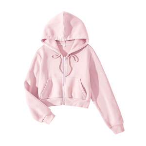 Venta al por mayor de alta calidad recortada superior Sudadera con capucha de moda al aire libre elegante de manga completa de longitud Crop Top mujeres Sudadera con capucha con color personalizado - Product Image 1