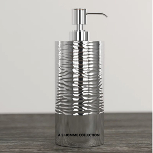 Distributeur de savon à l'aspect attrayant de couleur blanche et or de forme ronde fabriquée à la main avec une utilisation de salle de bain à pompe en argent brillant - Product Image 6