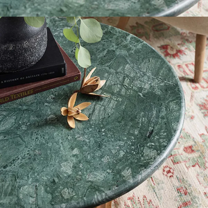 Table basse en marbre avec base en bois de manguier, finition naturelle - Product Image 3