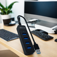 DTECH HUB Multiport USB Tipe C, stasiun Dok adaptor USB 2.0 untuk Laptop