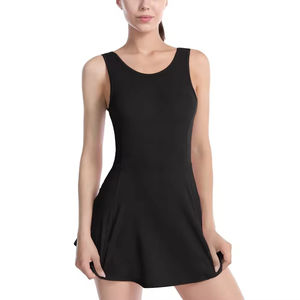 Conjunto deportivo de vestido de uniforme de tenis elástico de secado rápido ecológico para mujer con estilo, diseño frontal para práctica de tenis al aire libre - Product Image 3