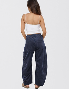 <b>WOMEN</b> CORD BARREL <b>JEANS</b> MID RISE CASUAL BAGGY WIDE LEG CORDUROY CROPPED ANKLE PANTS BANGLADESH NEW ARRIVAL DIRECT FACTORY - Product Image 4
