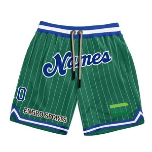 Pantalones Cortos Deportivos de Malla Gruesa de Calidad de Fabricante con Cordón, Diseño Personalizable con Rayas, Solo Pantalones Cortos de Baloncesto - Product Image 1