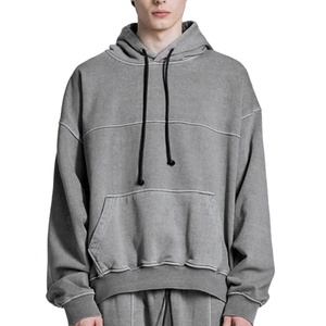 Sudaderas con capucha informales personalizadas para hombre, de algodón 100% jersey con hombros caídos, sudaderas con capucha de gran tamaño, sudaderas con capucha lavadas para hombre de peso pesado - Product Image 1