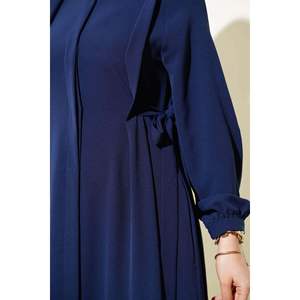 Robe boutonnée à nouer sur le côté Bleu Marine - Product Image 2