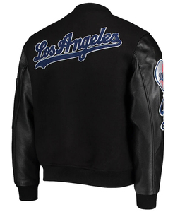 Chenille broderie Los Angeles noir Varsity veste en cuir manches baseball letterman varsity veste pour hommes en gros - Product Image 5