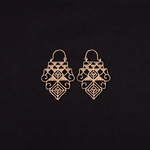 Boucles d'oreilles pendantes tendance en laiton plaqué or, style treillis, Luxvory pour femmes - Product Image 2