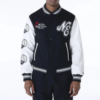 Fabricants OEM Vestes de baseball pour hommes en molleton de laine à col en V Streetwear Lettres brodées en chenille Vestes pour hommes