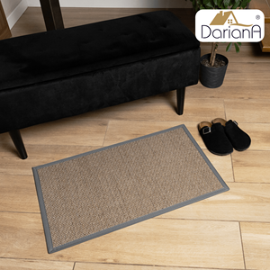 DarianA Organic Jute Door <b>Mat</b> Rectangle Solid Color Non-Slip Rubber Backed Modern Style 70x120cm Grey Flat Weave Home Use - Product Image 4