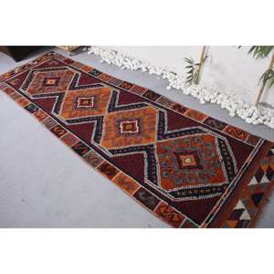 Alfombra vintage de 3x9.8 pies, alfombra turca con motivos de plantas y árboles rojos. - Product Image 4