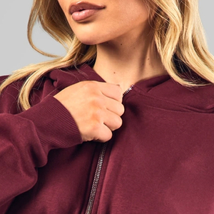 Sweat à capuche court et ample avec fermeture éclair, manches longues, respirant et confortable, pour les acheteurs en gros, design décontracté et tendance - Product Image 2