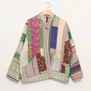 Reasonable Prices Women Wear Reversible Kantha Coat <b>Vintage</b> Kaantha Quilt <b>Jacket</b> Kediya Style Boho <b>Jacket</b> for Sale - Product Image 3