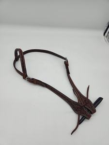 Cabezada de cuero ligera marrón de una sola oreja con diseño de cabeza de caballo tallada a mano para conjunto de aparejos western - Product Image 4