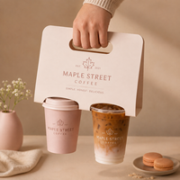 Support à 2 gobelets personnalisé AT PACK avec logo pour les cafés, solution d'emballage pour les boissons à emporter