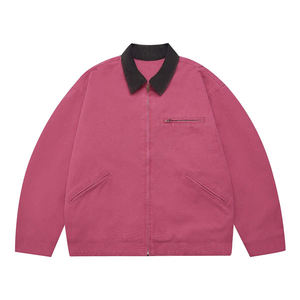 Vêtement de travail haut de gamme Logo personnalisé Taille plus grande Tricoté Couleur contrastée Veste bomber en toile de coton pour homme Fermeture éclair Hiver - Product Image 1