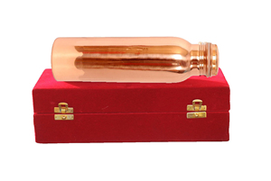 Bouteille d'eau en cuivre artisanale de 1,0 L sans BPA, style moderne, étanche et sans joint pour les voyages, avec boîte cadeau en velours rouge, unisexe - Product Image 3