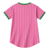 Maillot de baseball personnalisable rose/vert pour femmes, col en V, 100 % polyester, antibactérien, respirant, séchage rapide, sur mesure