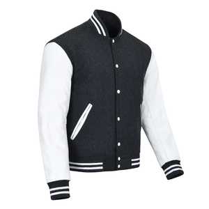 Veste universitaire en polaire de coton rouge de haute qualité pour hommes grande taille Bomber Letterman College Jacket avec décoration de bouton pour l'hiver - Product Image 3