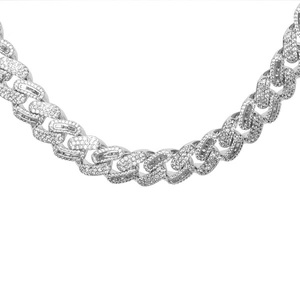 Diamante redondo de 10 MM cultivado en laboratorio y Baguette helado con cadena cubana de oro de 14 quilates VS Clarity F Color directo del fabricante - Product Image 3