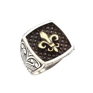 925 Sterling <b>Silver</b> Men's <b>Statement</b> <b>Ring</b> with Ottoman Motif and Engraved Arms Geometric Fine Jewelry for Everyday Wear - Product Image 1