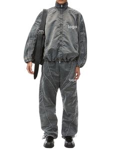 Veste à fermeture éclair et pantalon 100% Nylon lourd sérigraphie Logo goutte épaule coupe-vent survêtement pour hommes - Product Image 1